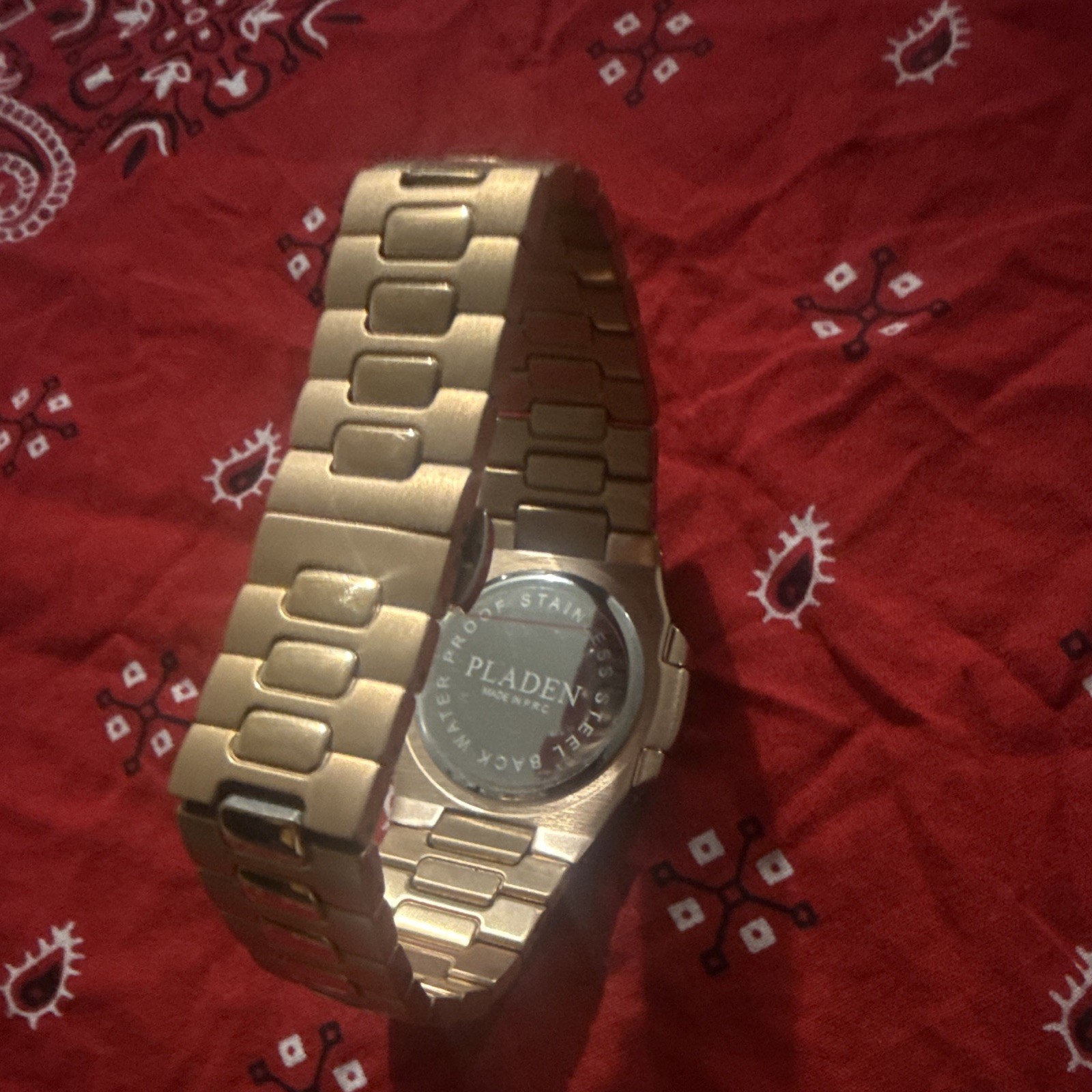 PLADEN Men’s Quartz 40mm Black Textured Dial Date Gold Stainless Bracelet