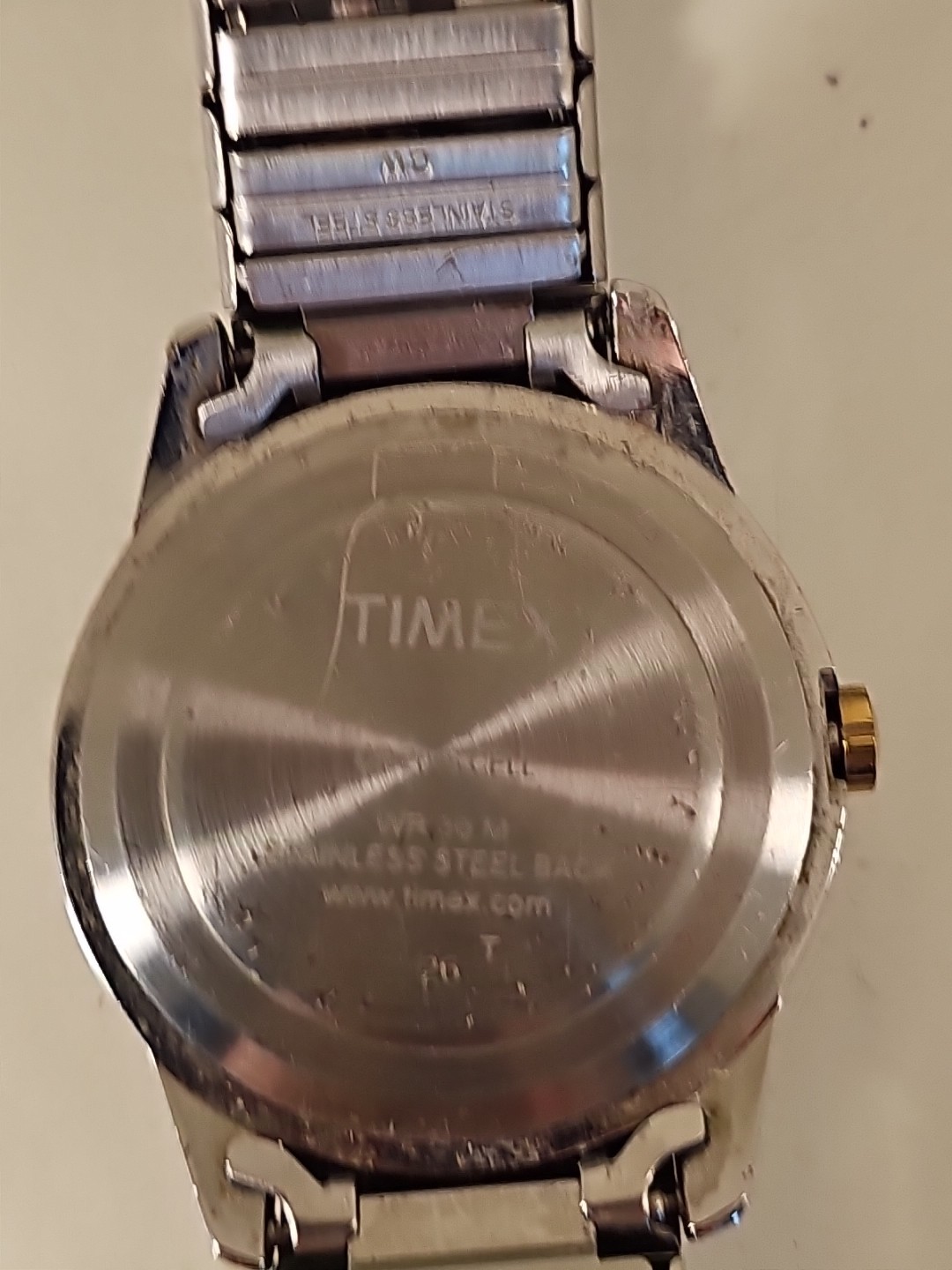 Timex Indiglo Watch WR 30M CR 2016 Cell W/Day & Date SS Stretch Band