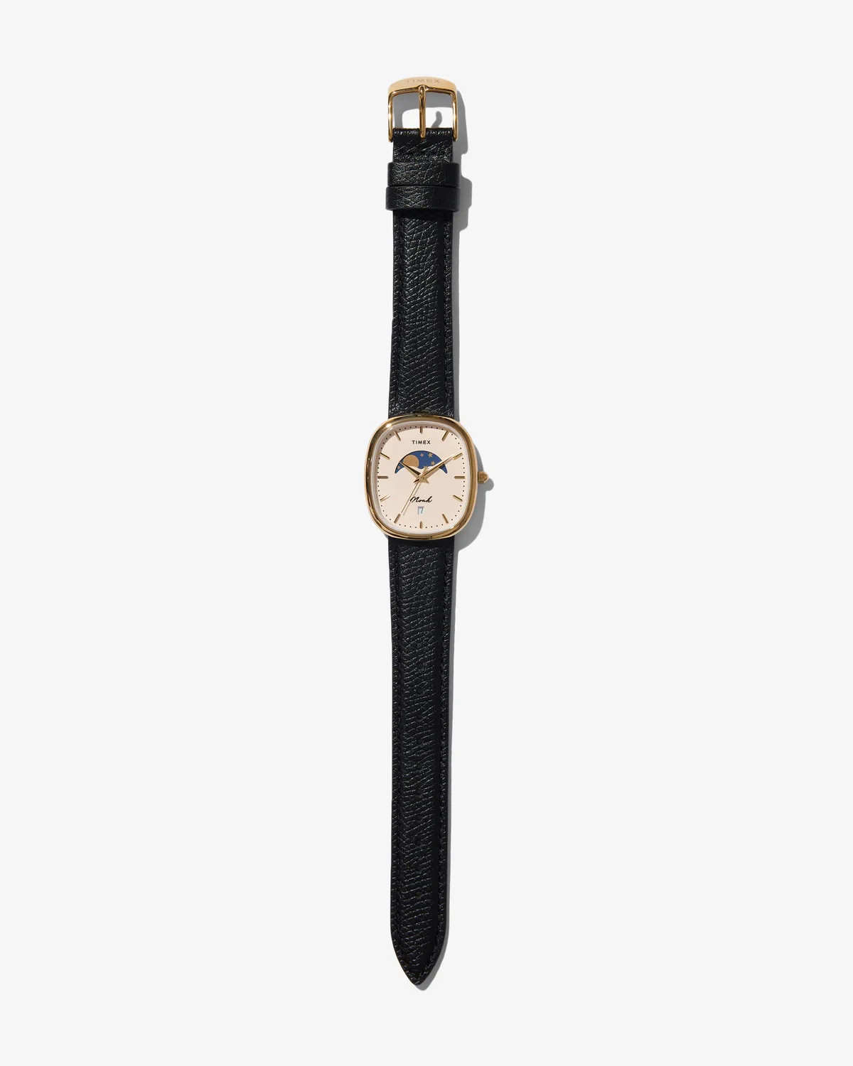 Brand New NOAH x TIMEX Oval Moon Phase Gold-Plated bezel Black Leather strap