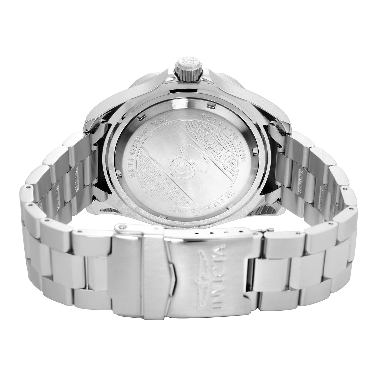 Invicta Men’s Watch Pro Diver Silver SS Bracelet Black Carbon Fiber Dial 12562
