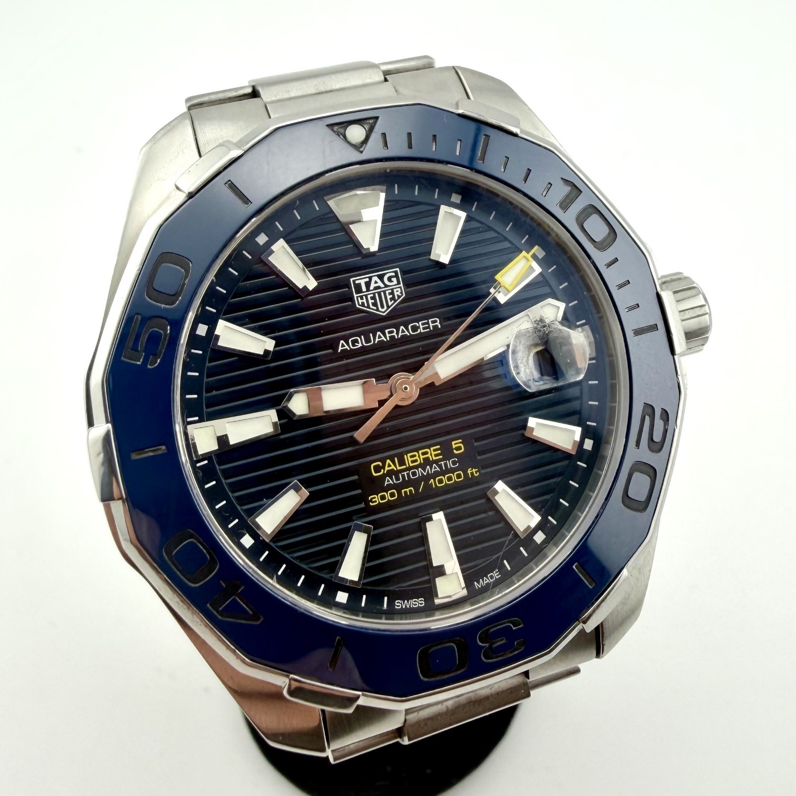 TAG HEUER AQUARACER CALILBRE 5 AUTOMATIC 43MM BLUE CERAMIC BEZEL REF: WAY201B