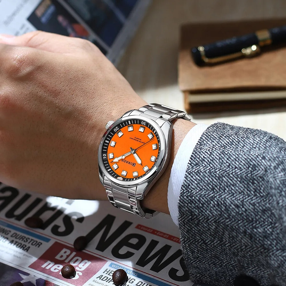 CURREN Men Quartz Watch Stainless Steel Luminous Wristwatch Male Sport Watches