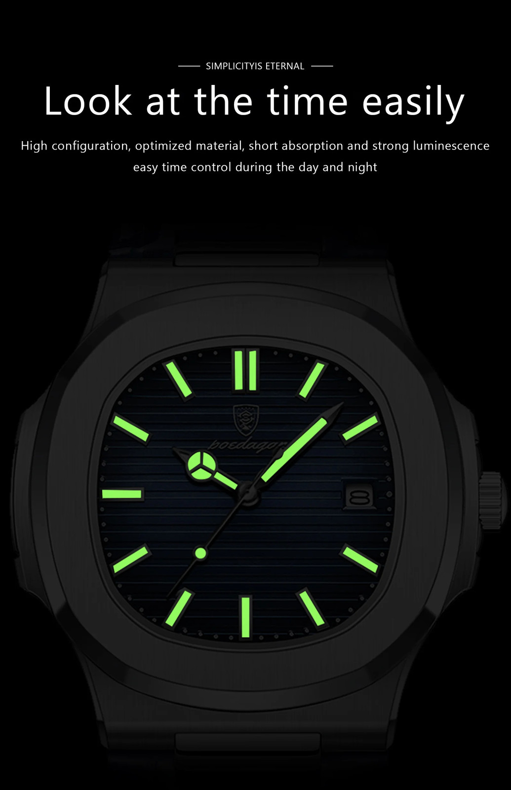 Luxury Square Man Watch Date Waterproof Luminous Men Wristwatch High Quality