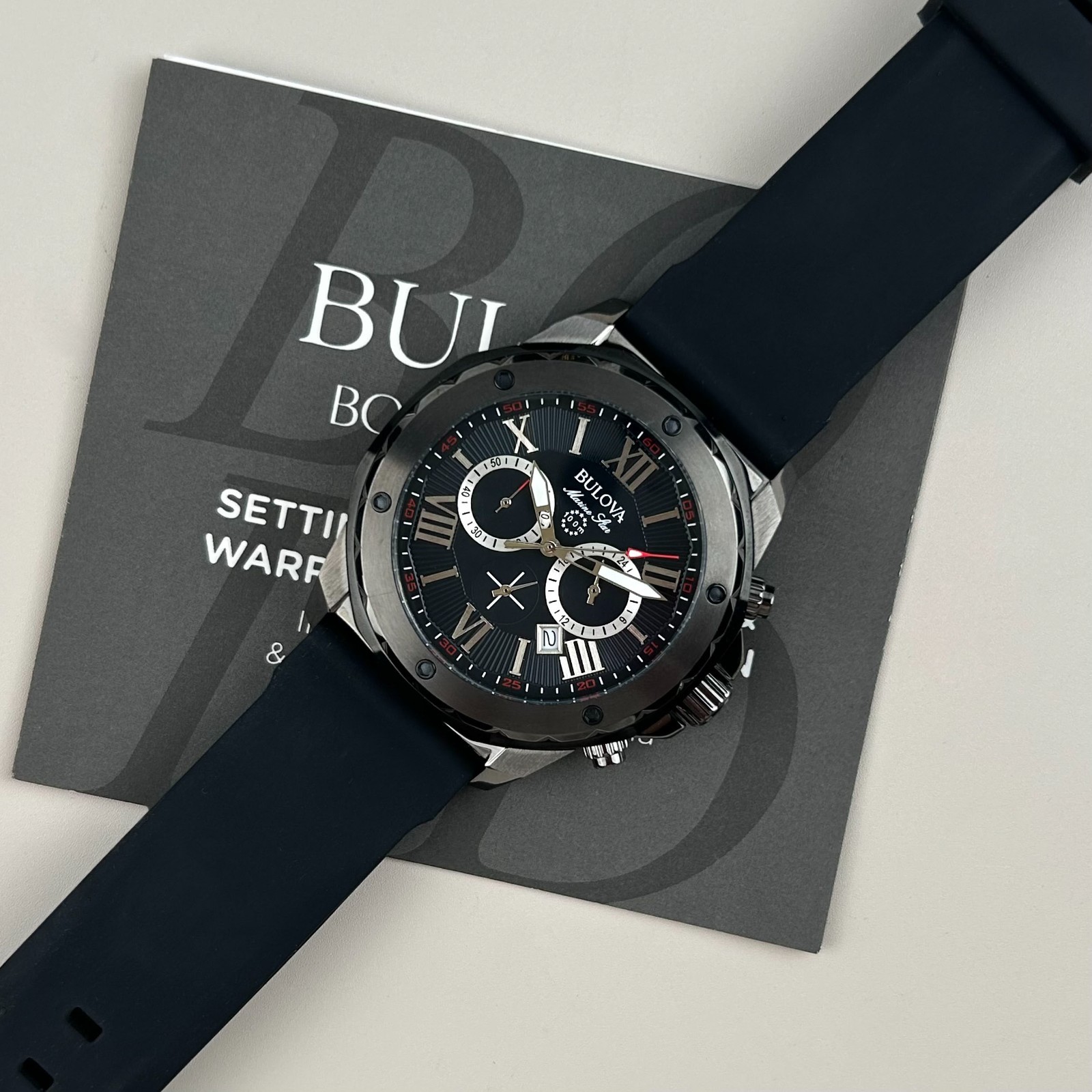 Bulova Marine Star 98B259 Chronograph Black Rubber Strap Men’s Quartz Watch