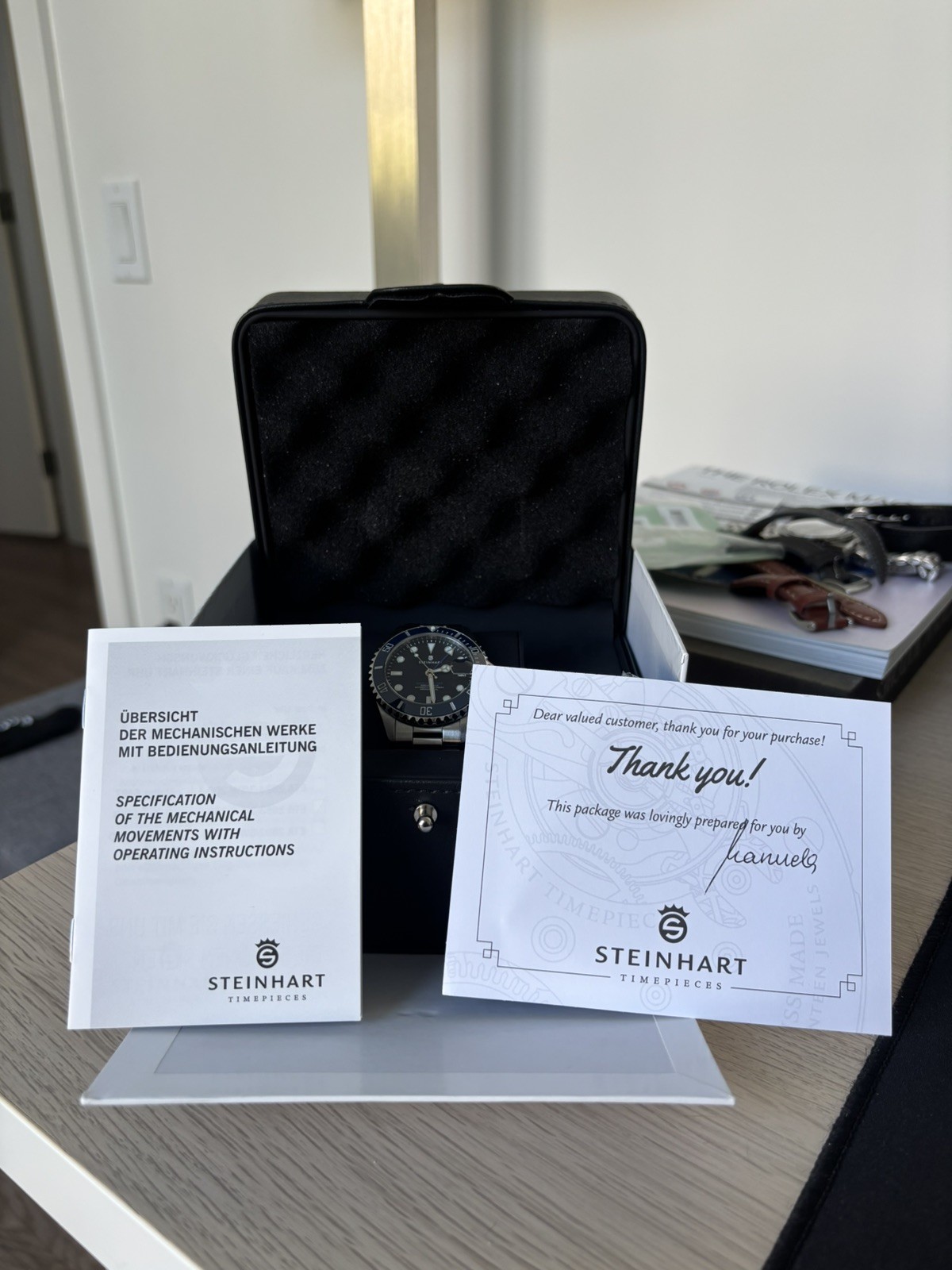 Steinhart Ocean One 39 GMT w/ blue dial BOX AND PAPERS