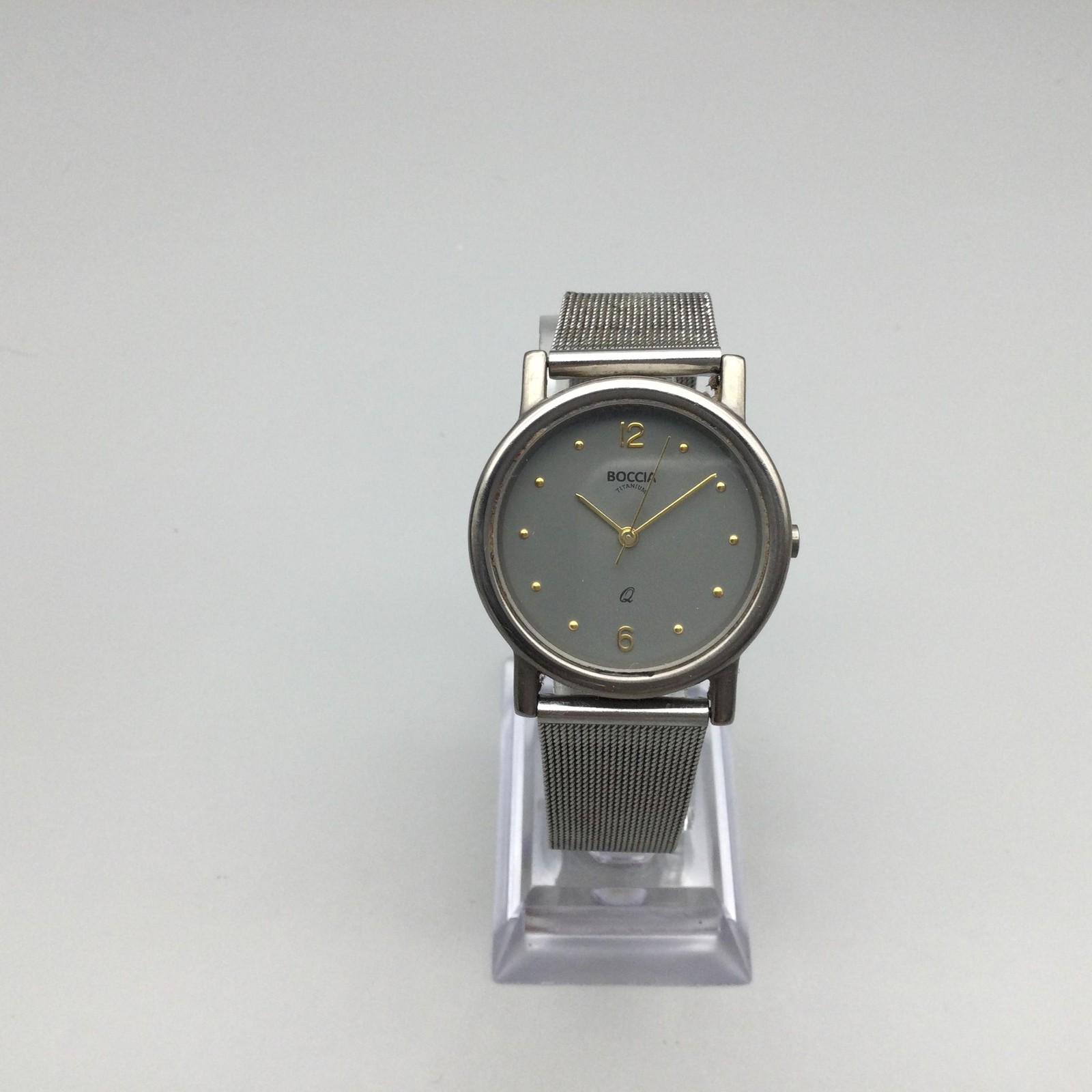 Boccia Titanium Watch Mens 33mm Silver Mesh Swiss 3 BAR Adj Band New Battery