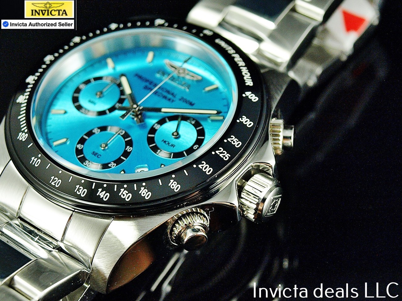 Rare Invicta Men’s 40mm SPEEDWAY DRAGSTER Chronograph TURQUOISE DIAL 200m Watch