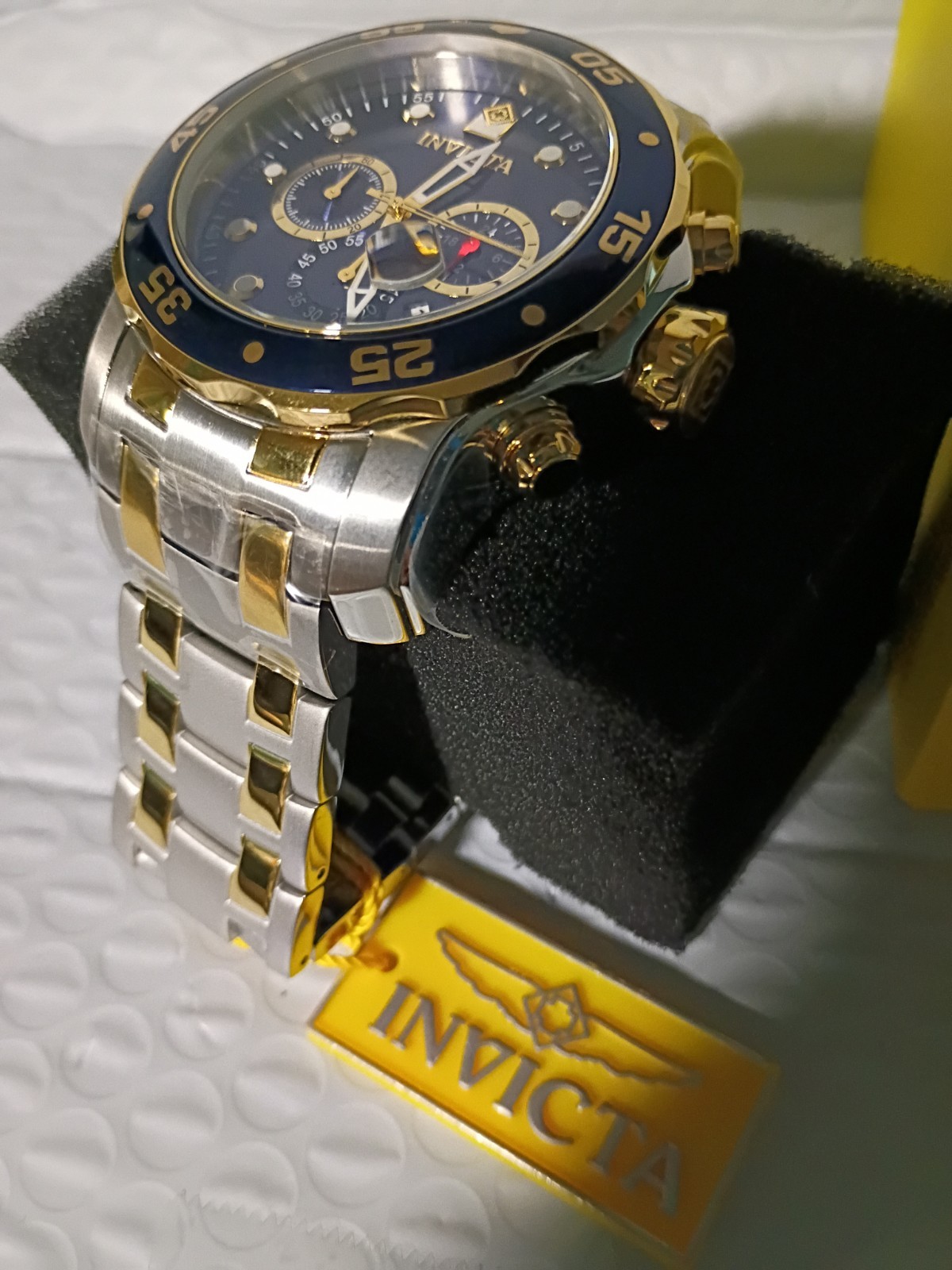 48-Invicta Pro Diver SCUBA Men’s Watch, 48mm, Steel, Gold | Two-Tone Blue (0077)