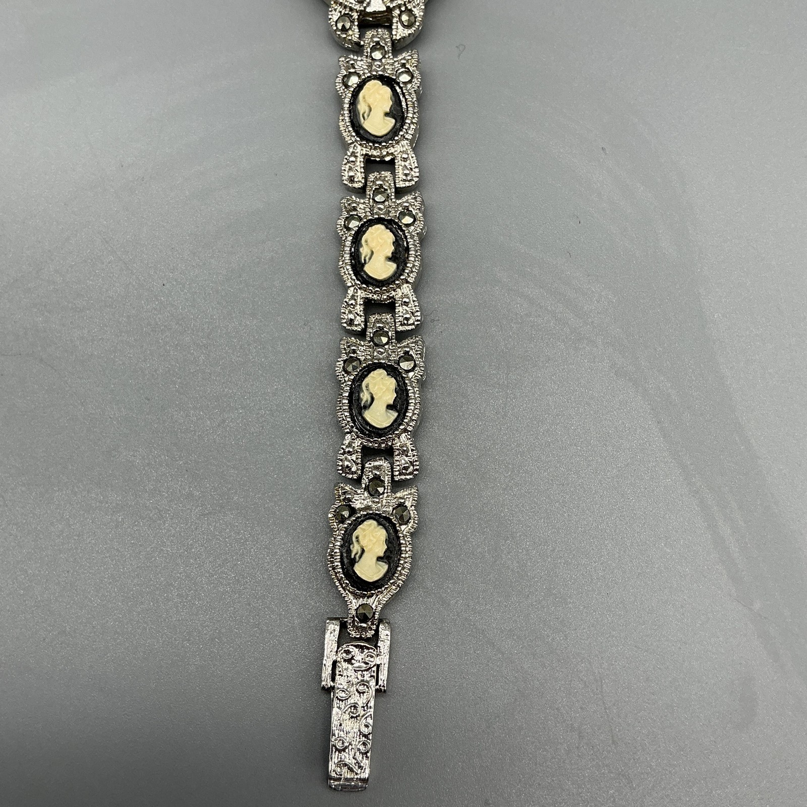 Eikon Womens Watch 13mm Silver Tone Cameo Marcasite Bracelet New Battery