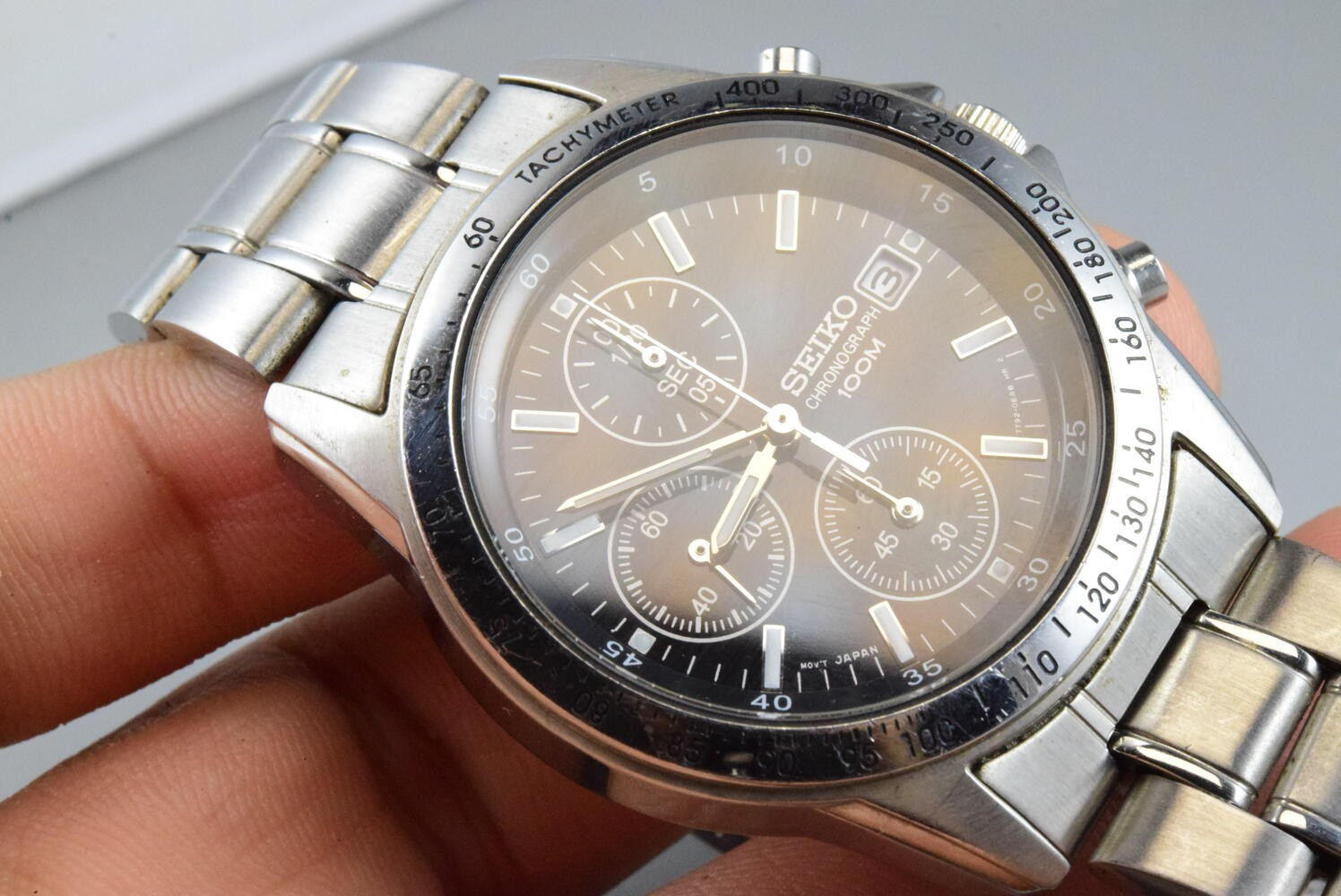 Vintage watch Seiko Chronograph 7T92-0DW0 Black Men Quartz Round 40mm