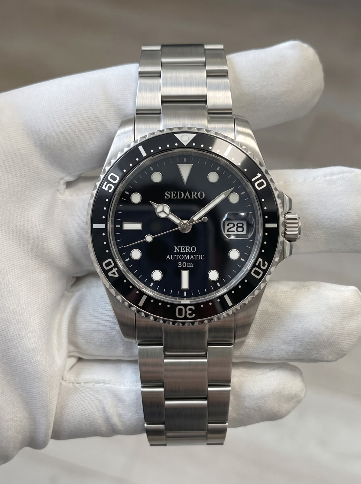SEDARO Diver Watch NH35 Automatic Black Dial Sapphire Crystal Steel 41mm