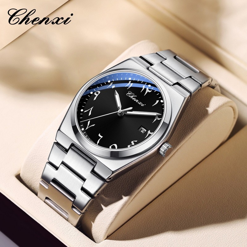 CHENXI Men Eastern Arabic Numerals Dial Luminous Calendar Business Quartz Watch
