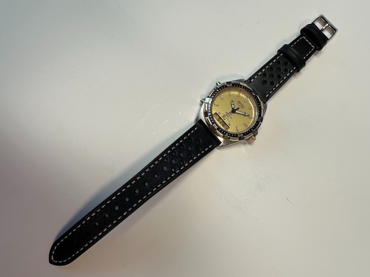 Vintage Seiko Sports 150 H601-0029 Ana Digi Alarm Chronograph 41mm Working