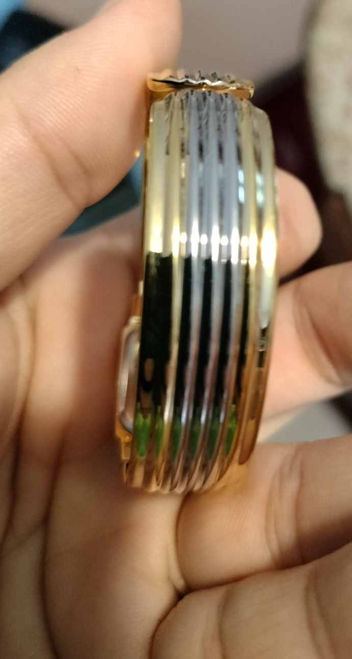 LA Express Two Tone Silver Gold Watch Cuff/Expansion Band New Battery