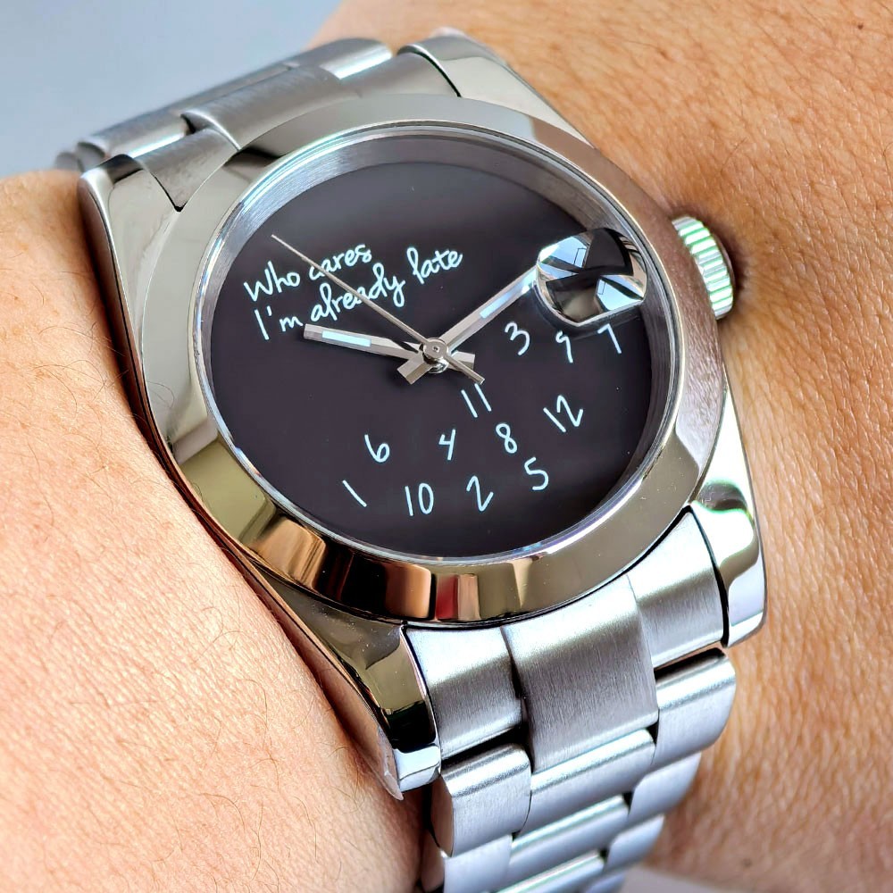 Black Date 36/39mm Sapphire Smooth Bezel 20ATM NH35 PT5000 Automatic Men Watch