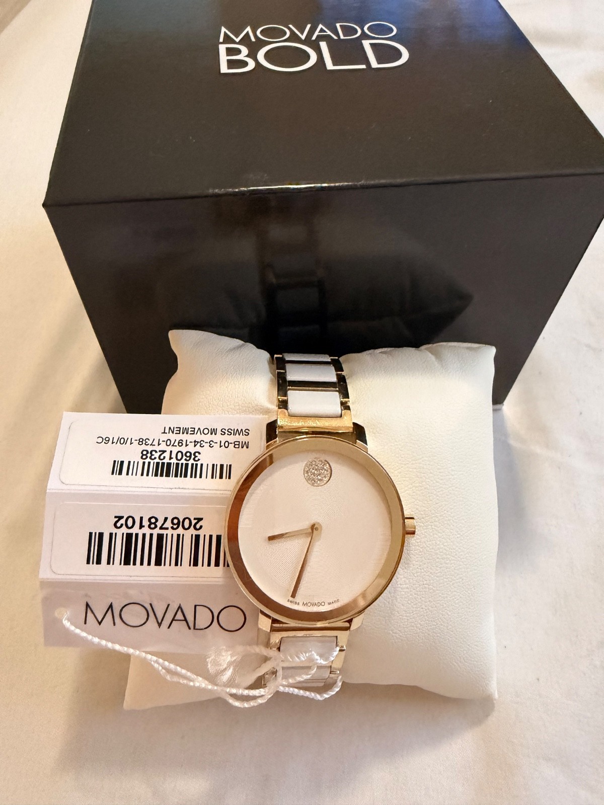 movado womens watch white and gold