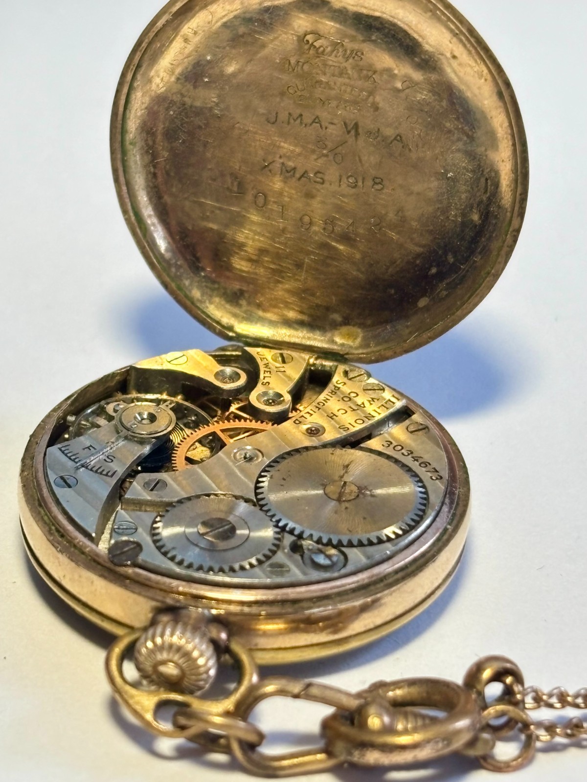 RARE 1916 Illinois Pocket Watch Grade 21 Model 3 Size 3/0s – RUN OF ONLY 1,000 –