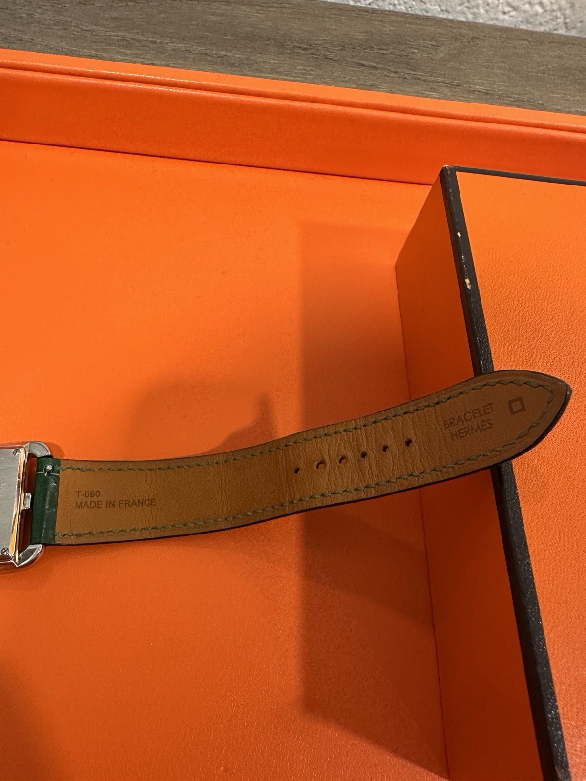 Hermes Cape Cod Watch Premium Green Alligator Print Leather 29x29mm
