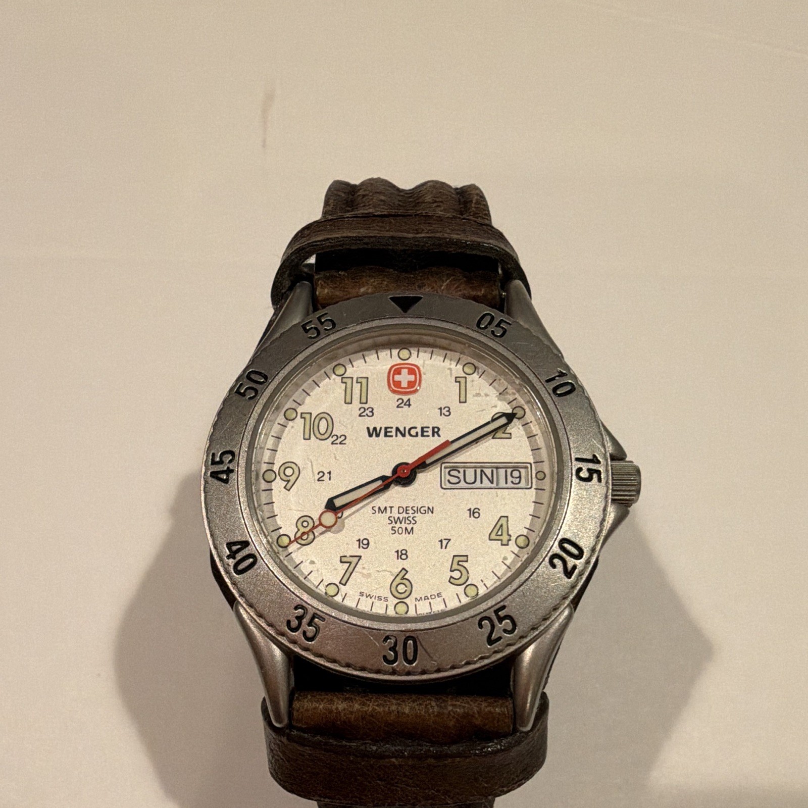 Wenger S.M.T. Design Swiss Made Quartz Day/Date 50m Brown Leather