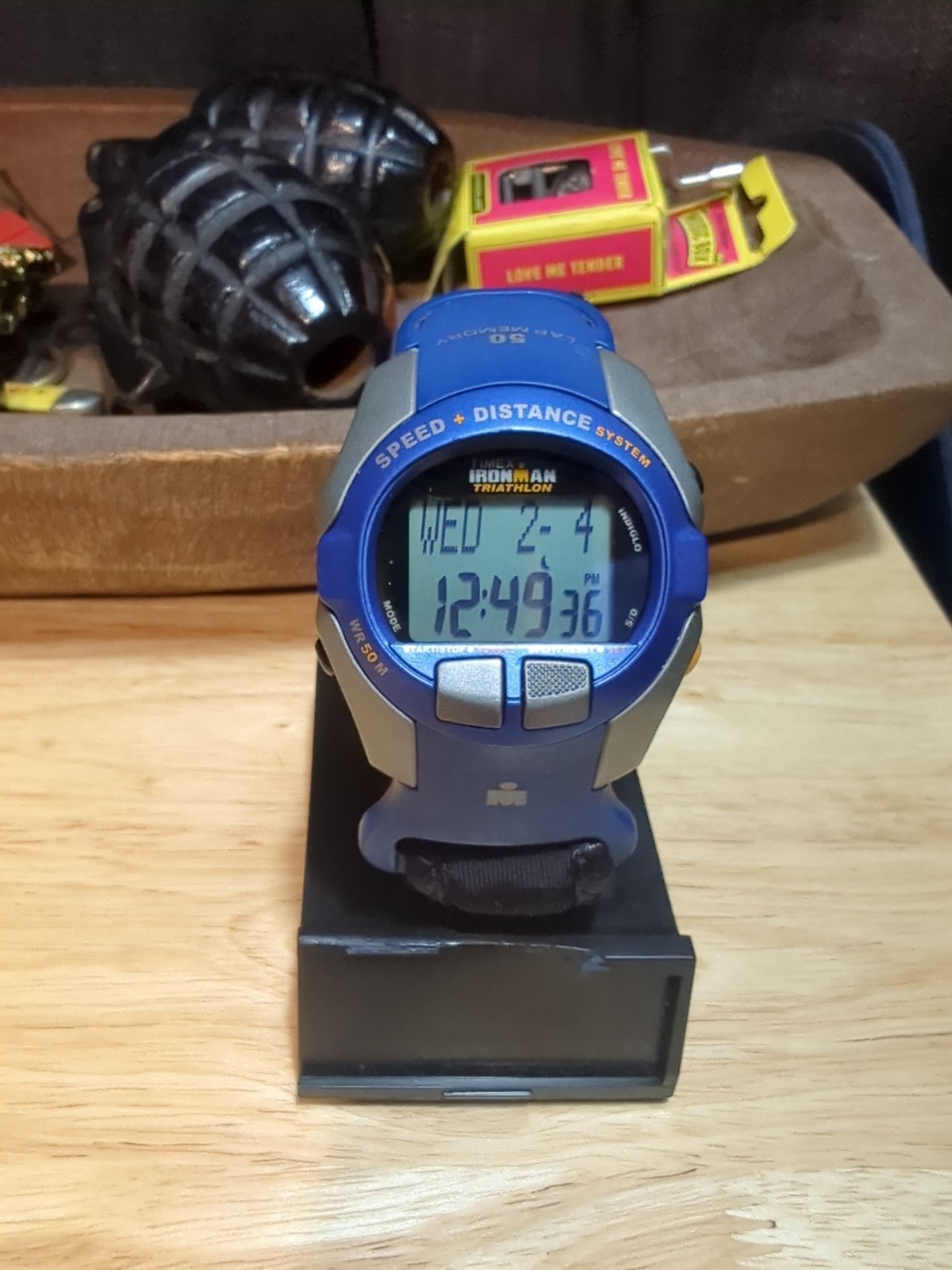 Vintage Timex Ironman Speed Distance Fast Wrap Men’s Blue Gray Digital Watch