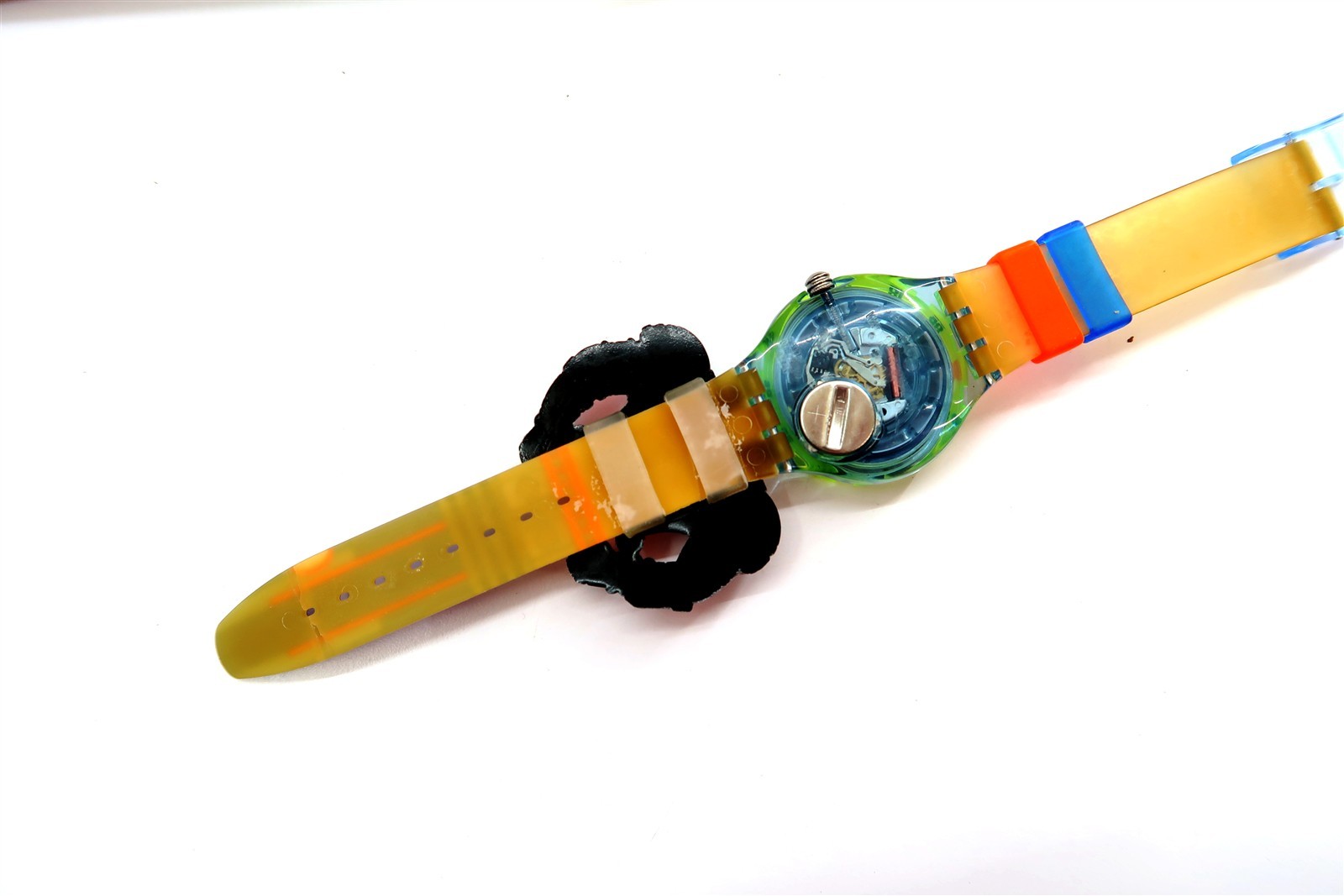 Swatch Watch STRIPP SDN120 Spaceman New 1996 Box Set ~ WORKS HAS DAMAGED BAND