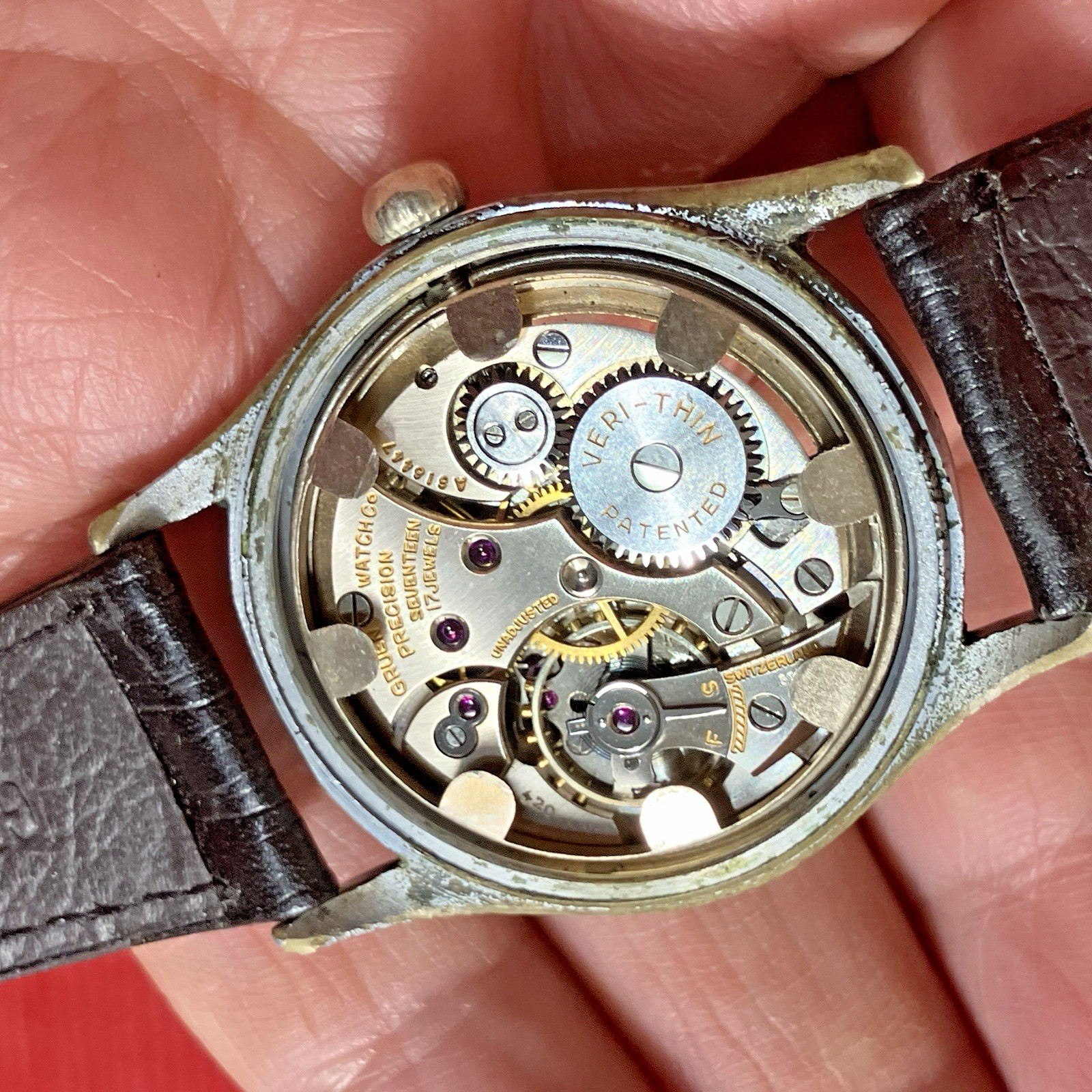 Gruen Veri-Thin Precision Pan American Mechanic Watch Vintage 24HR Dial