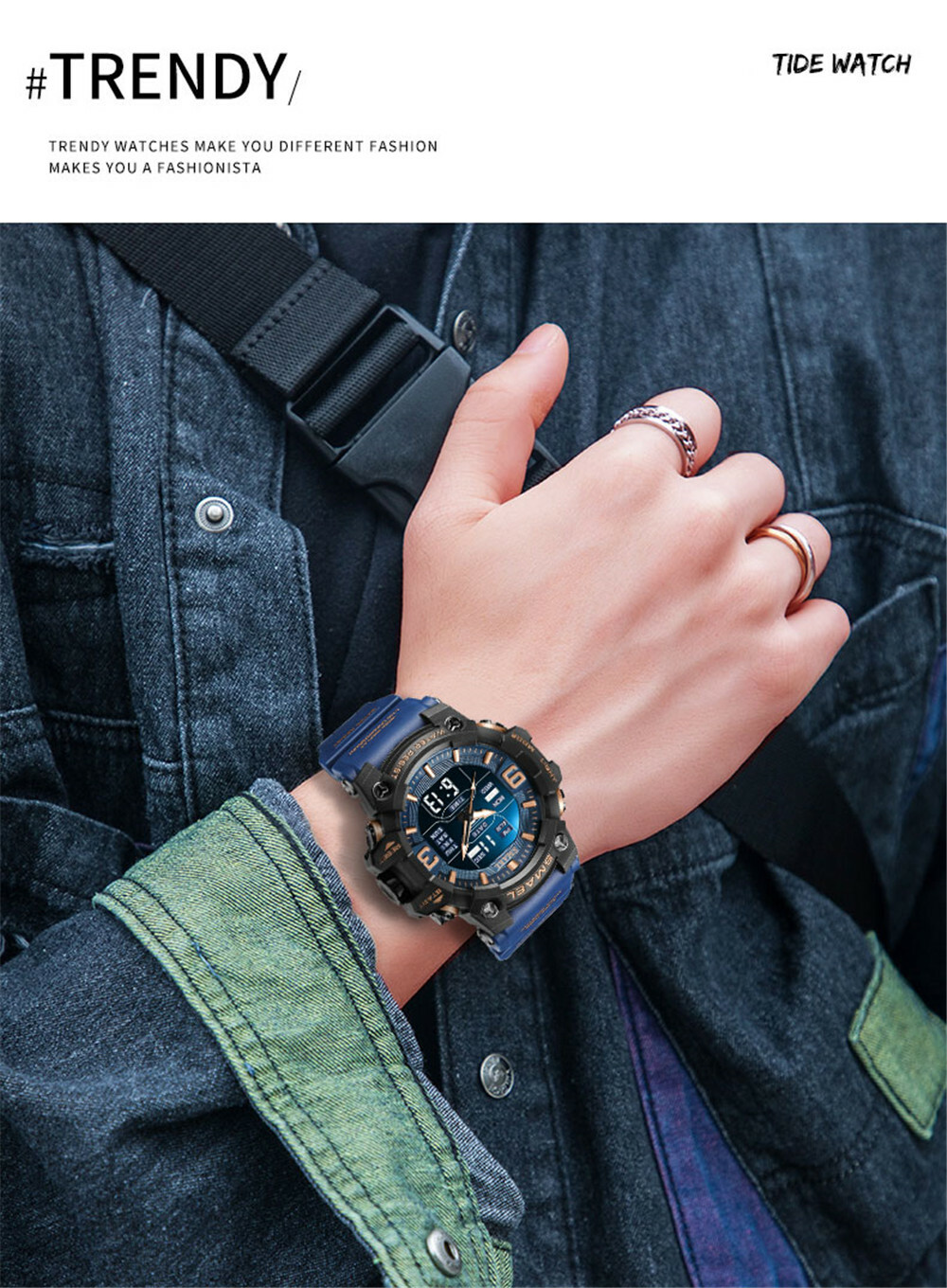 SMAEL Men’s Sport Watch: LED Digital Dual Display Electronic Wristwatch
