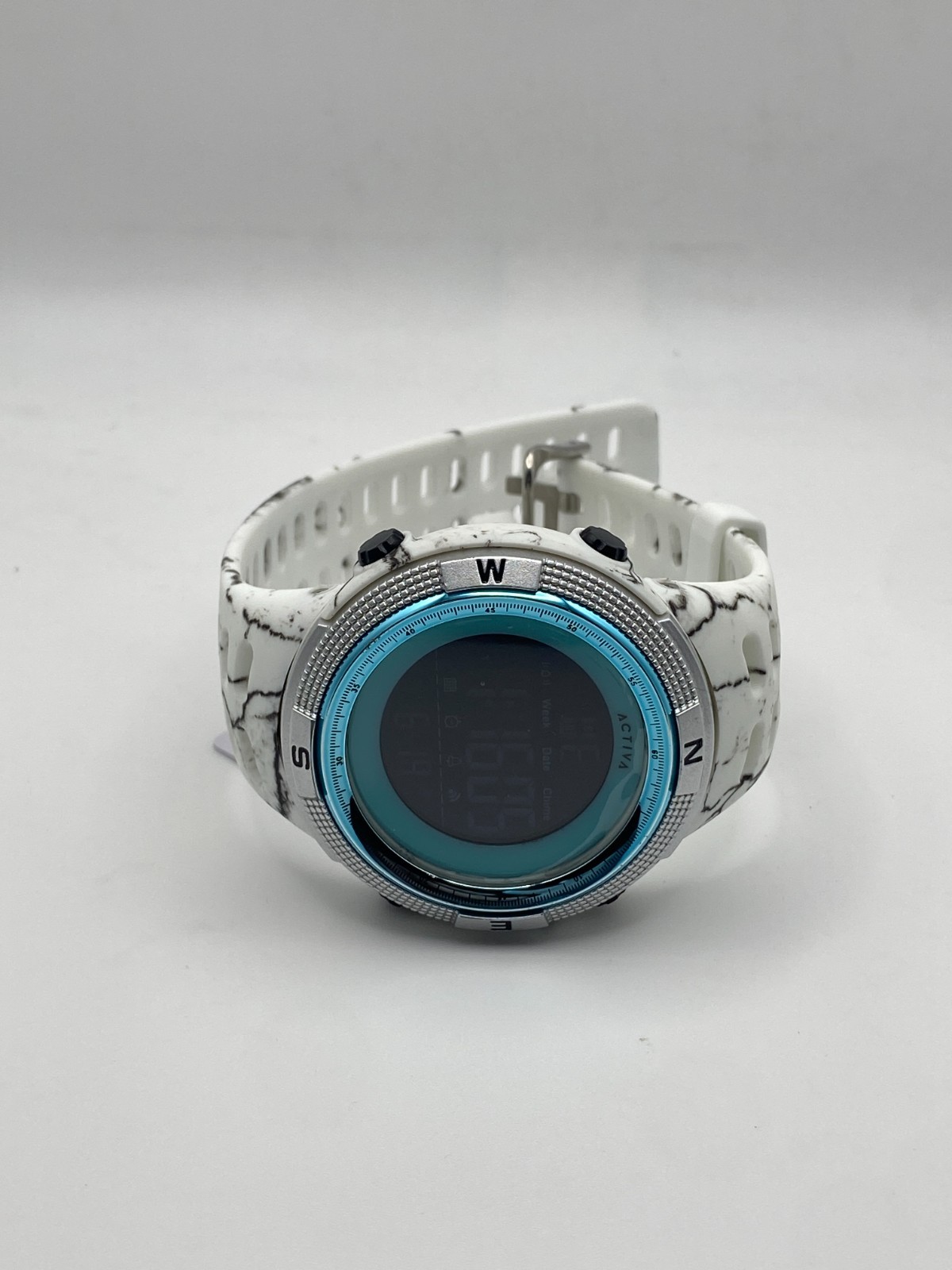 Activa x Invicta Summit X Digital Watch – White Marble Orbit Blue Bezel 50m