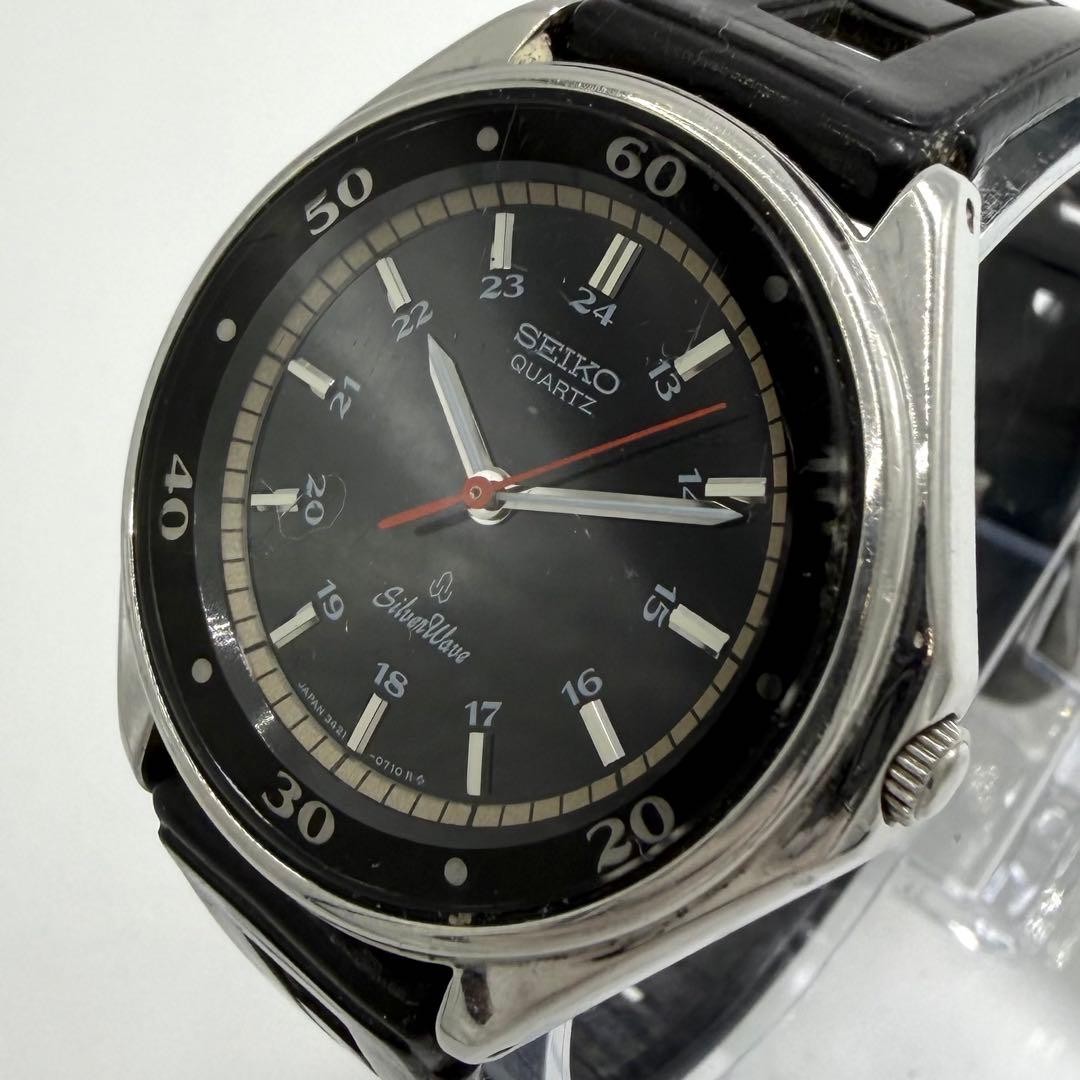 SEIKO SilverWave 3421-0130 Quartz Watch Black Dial Used
