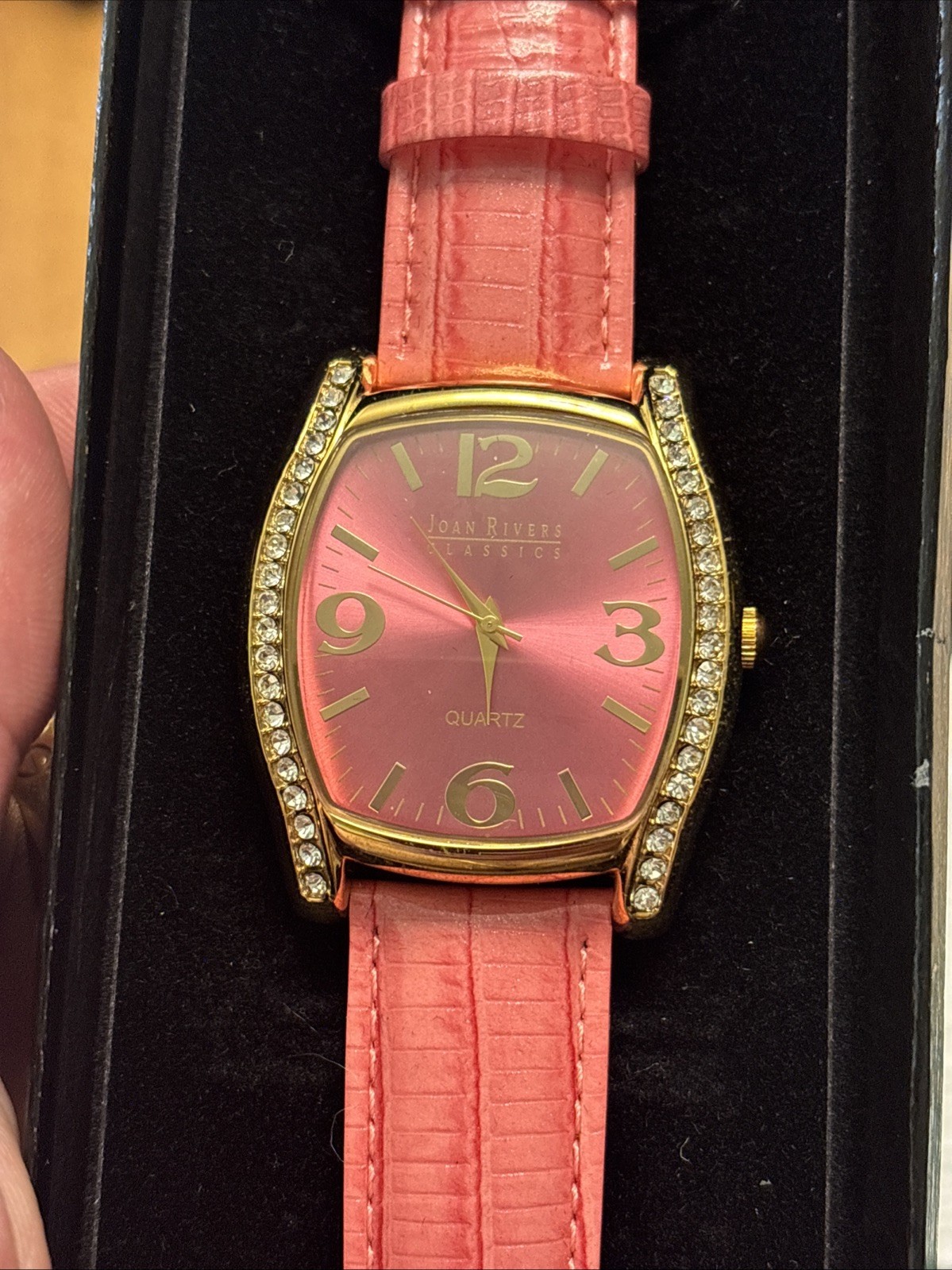 Joan Rivers Classics 40mm Silver Tone Pink Dial Quartz Watch w/Band & Battery