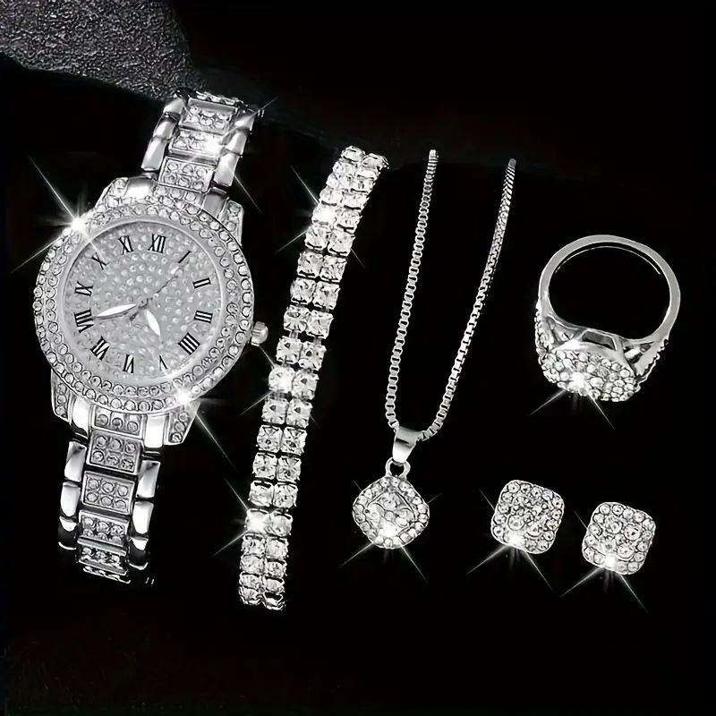 LP09 Luxury Women’s Quartz Watch Full Diamond Roman Numeral Bracelet 32mm