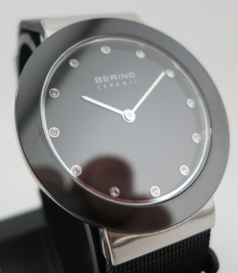 Bering Ceramic Black Stainless Steel Ladies Watch – 11435-102 – New Battery