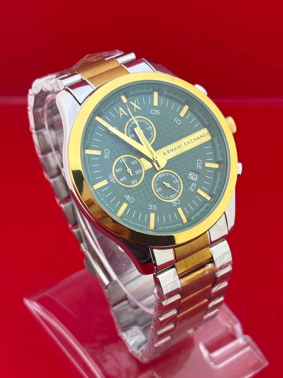 vintage Armani Exchange Green dial With wristwatch fully working condition