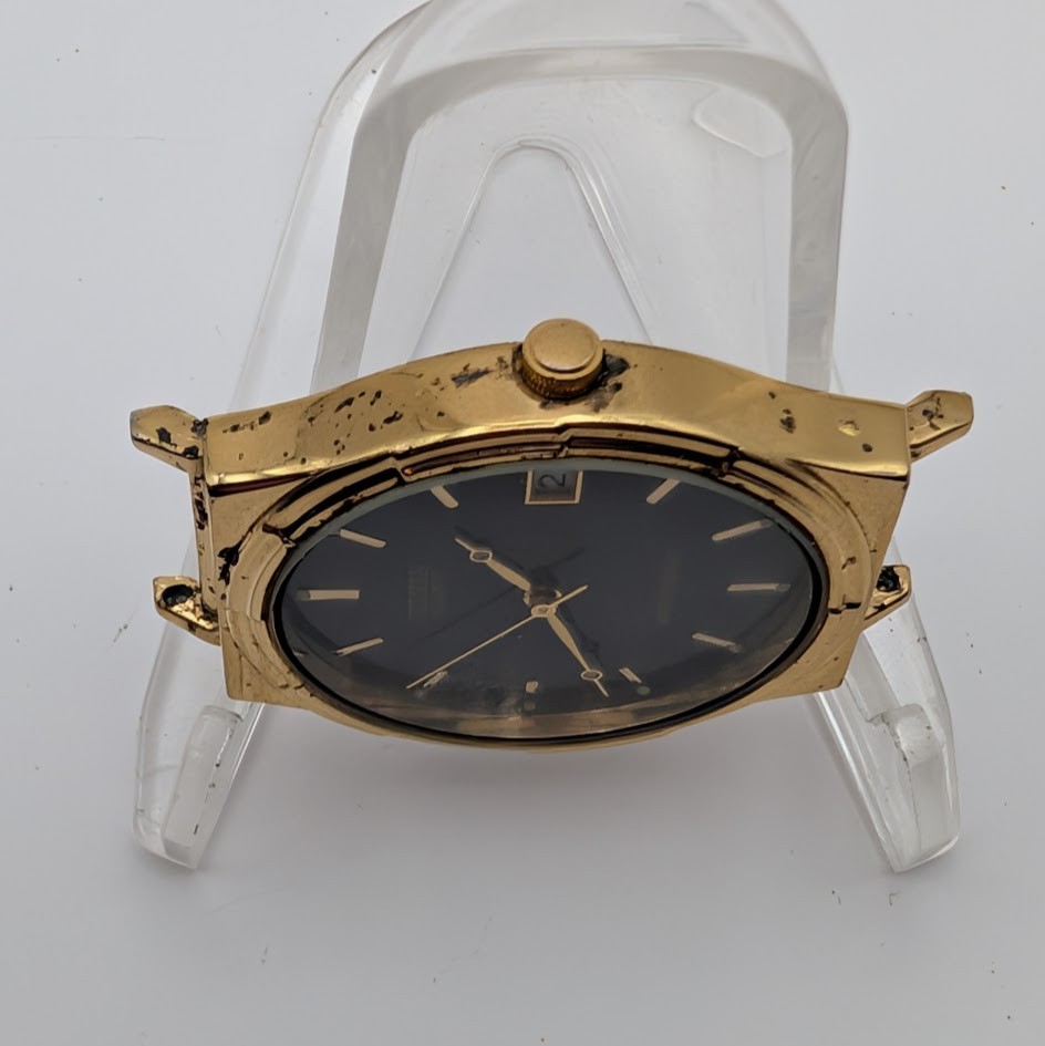 Citizen Quartz Watch Black Dial Date Gold-Tone 31mm Case 14mm Lugs Running