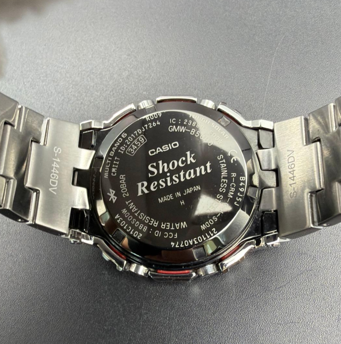Casio G-SHOCK GMW-B5000D-1JF Full Metal Silver Bluetooth Solar Tested Used