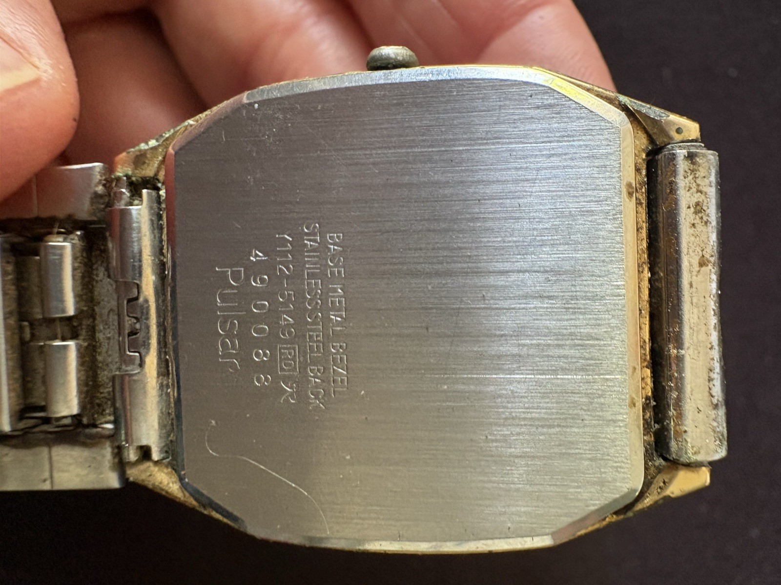Pulsar Vintage Y112-5220 R Quartz Octagon Dress Watch Date Steel Bracelet 1980’s