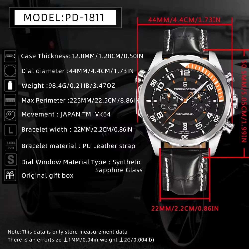 Pagani Design PD-1811 Blue Leather Automatic Men’s Watch