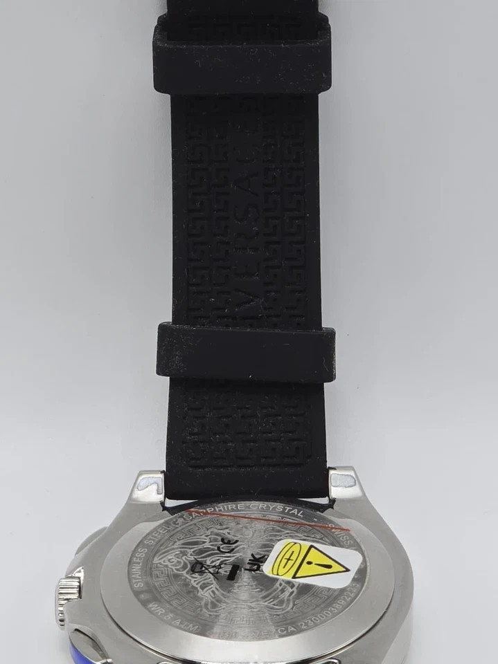 Versace Men’s Swiss Chronograph Geo Black Silicone Strap Watch 43mm