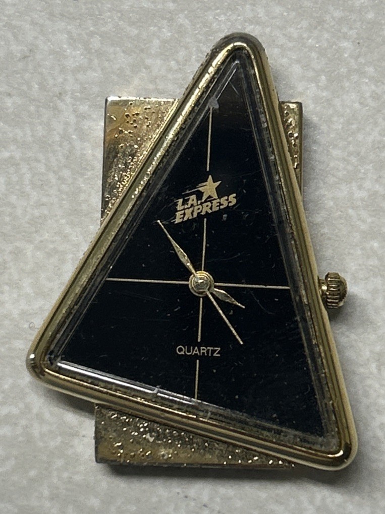 Vintage Rare! Triangular L. A. Express Watch Space Age New Battery Runs! No Band