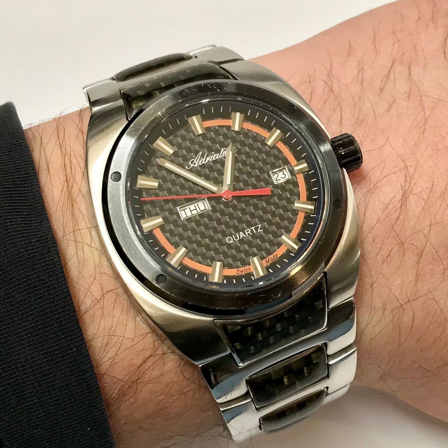 Adriatica A8206.517.2 men’s watch carbon/steel sapphire Ronda 517 5ATM Swiss