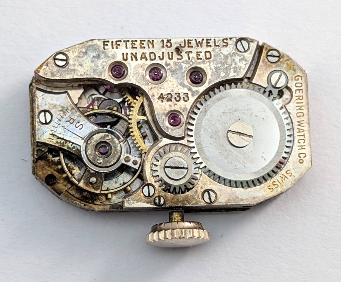 Antique GOERING 15 Jewels Art Deco Ladies 15mm Swiss Watch Movement PARTS REPAIR