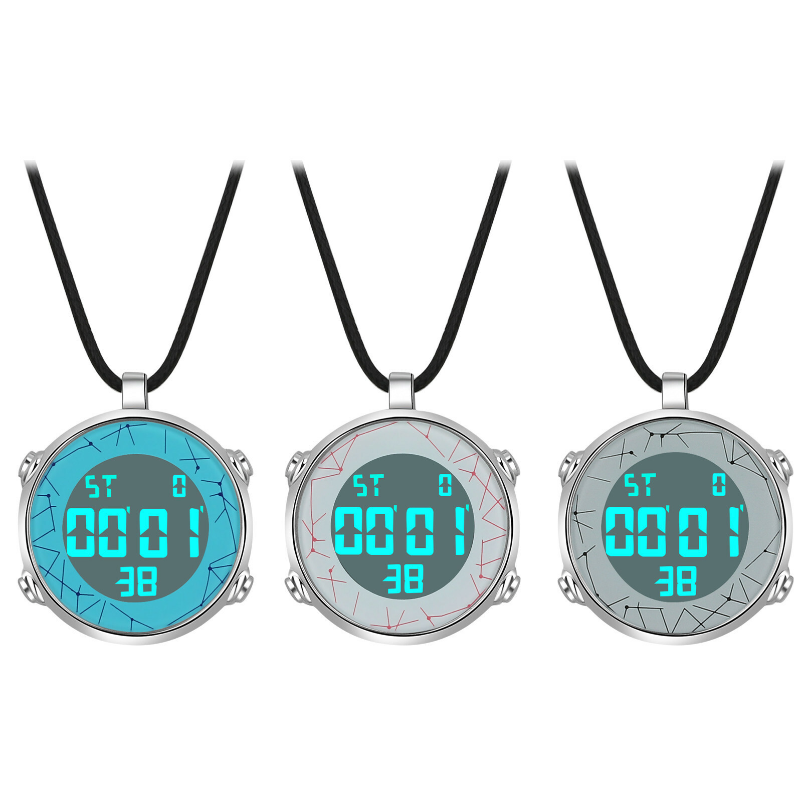 Men’s Women’s Multi-function Digital LED Display Pocket Watch Pendant Necklace