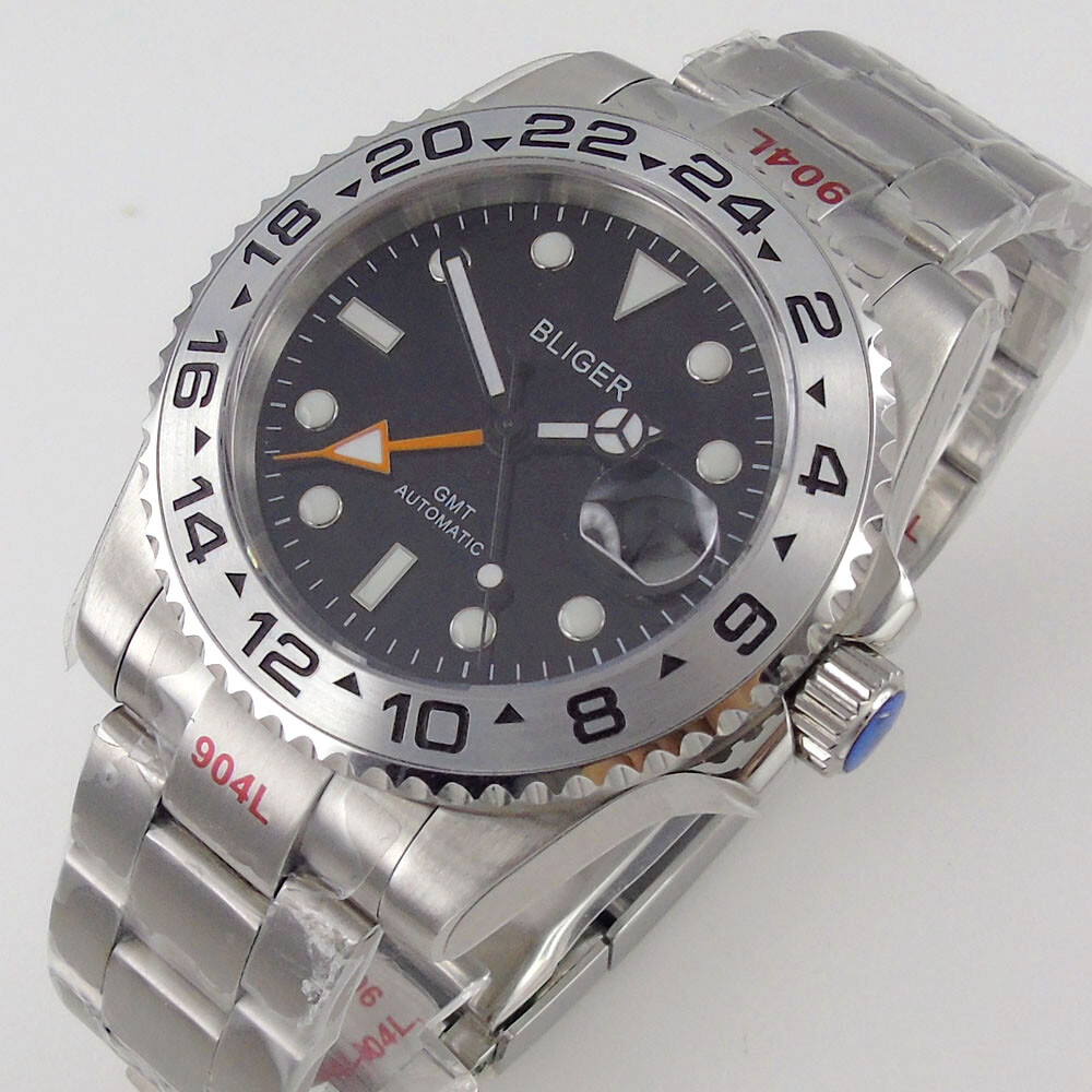 Green/White/Black Dial 40mm Sapphire Automatic Men’s Watch GMT Date Oyster Band