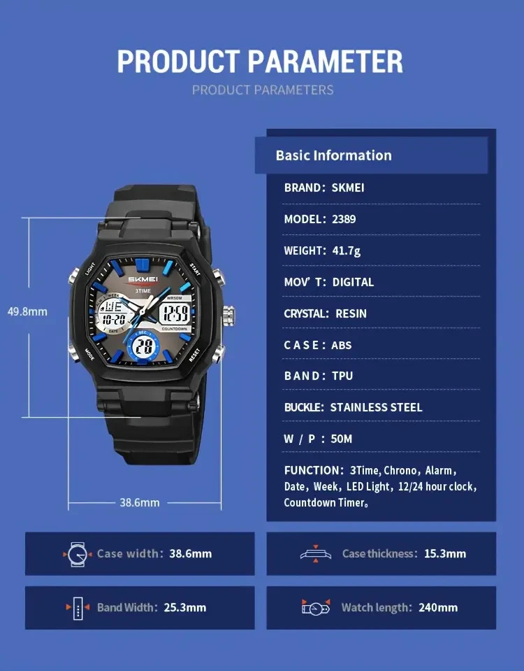 Unisex digital analog dual display watch high high-quality  TPU strap fashion