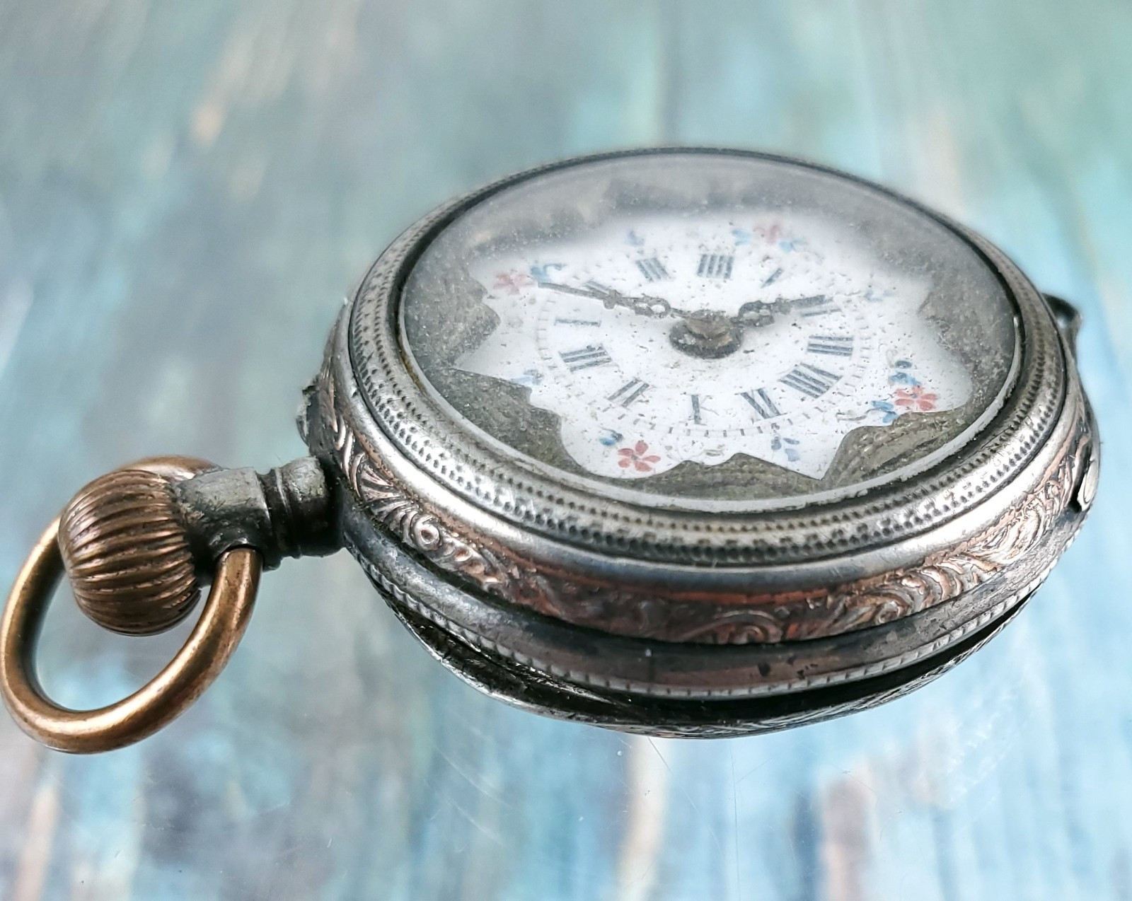 Antique Ornate Manual Wind Pocket Watch for Parts or Restoration