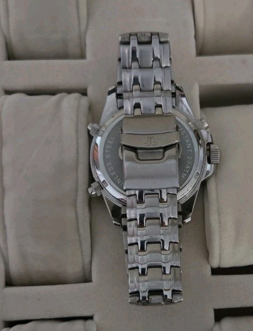 Mens Jacques Lemans 1241 Digital Analog Stainless Steel Watch 44mm New Battery