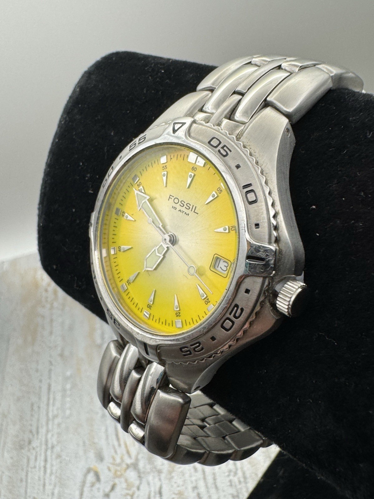 Fossil Men’s Watch With Yellow/green Luminous Dial Model 3576-250907 New Battery