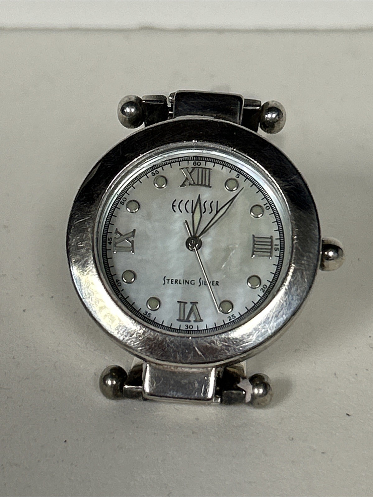 Solid 925 Ecclissi Sterling SilverWatchMother Of Pearl Dial Need Battery As Is
