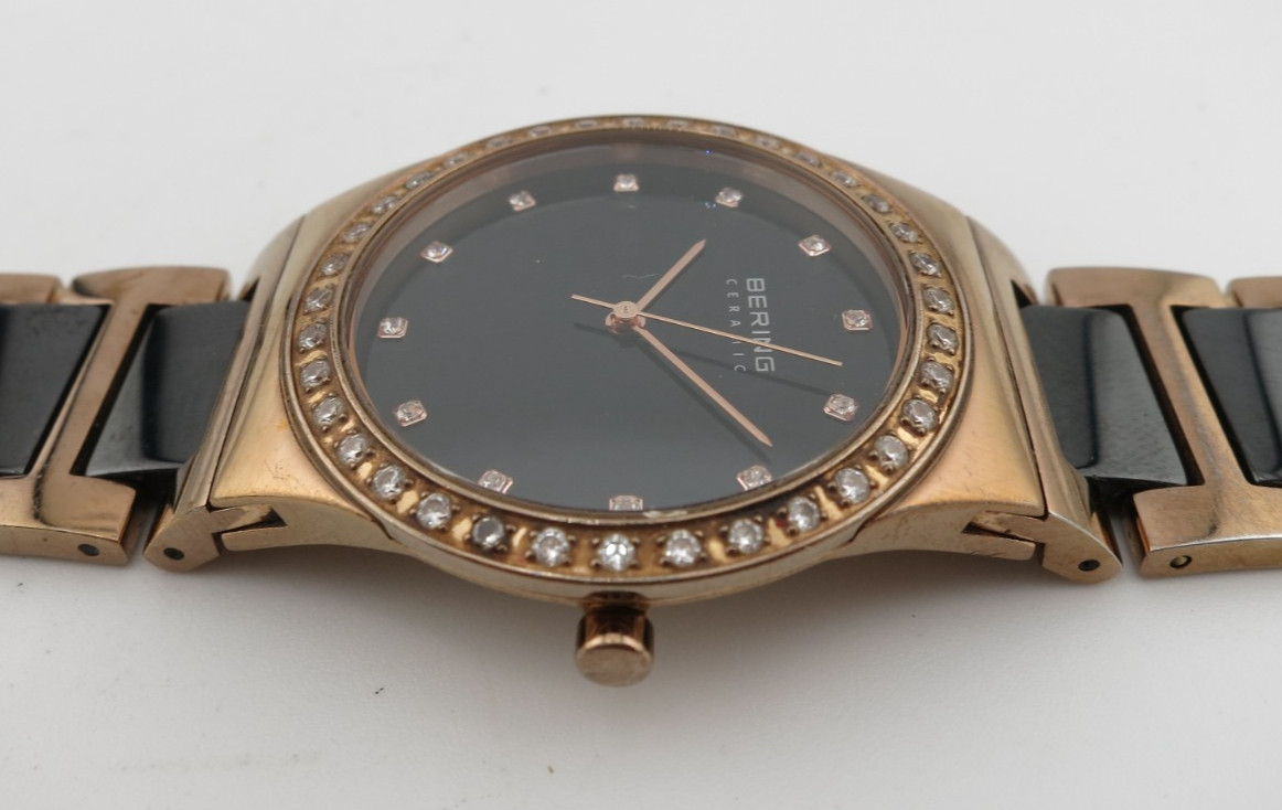 Bering Ceramic and Rose Gold-Tone Bracelet Ladies Watch – 32435-746 – New Batt