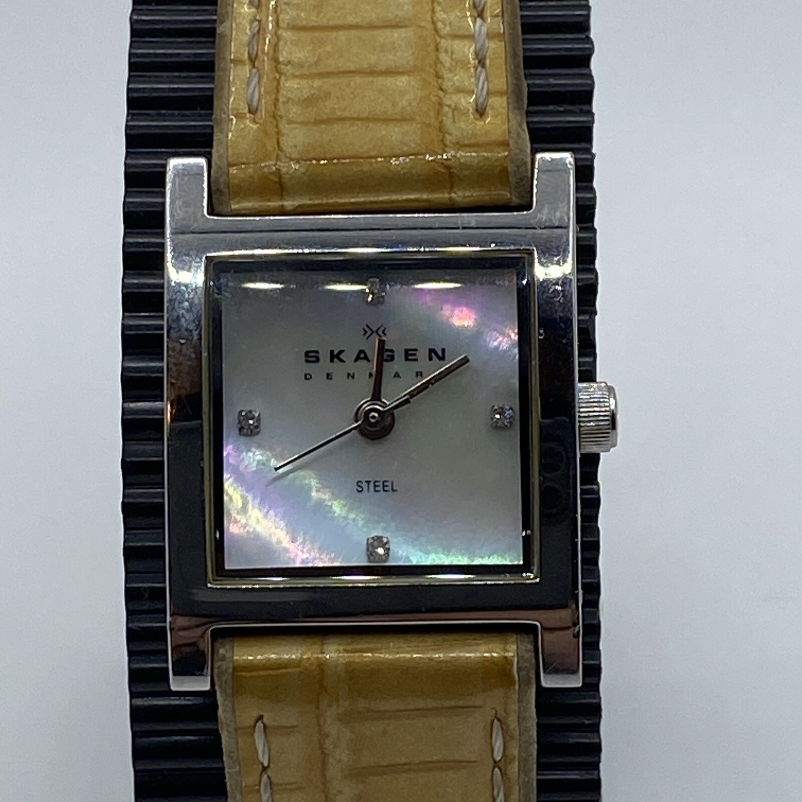 Skagen Denmark Women’s # 528sslt8a New Battery Leather Band